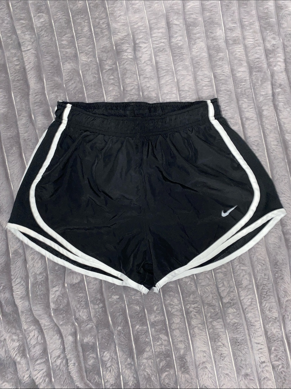 Nike Women’s Black Dri-Fit Athletic Shorts with White Outline